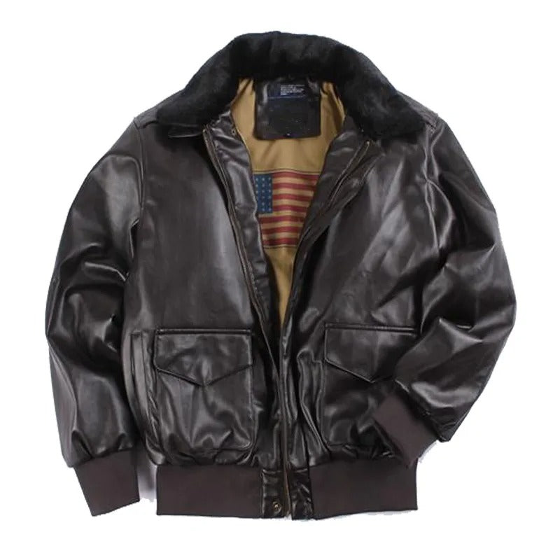 Lester - Veste de moto en cuir vintage d'hiver