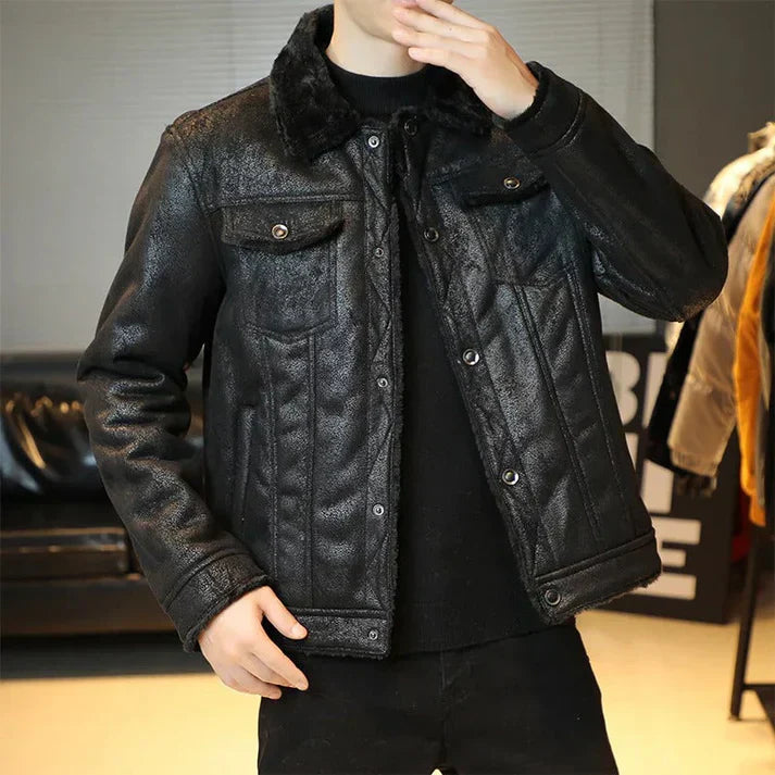 Werner - Chaqueta bomber de piel auténtica de corte entallado