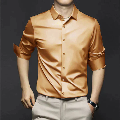 Victor - Camisa de satén de manga larga