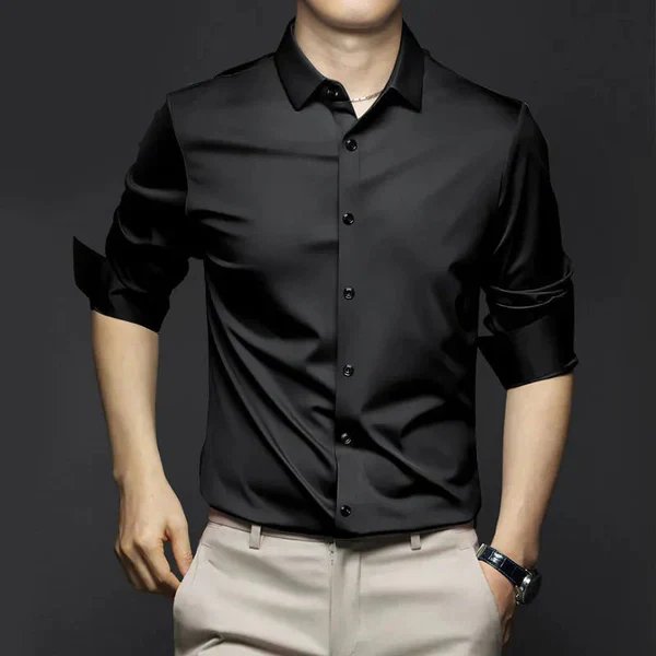 Victor - Camisa de satén de manga larga