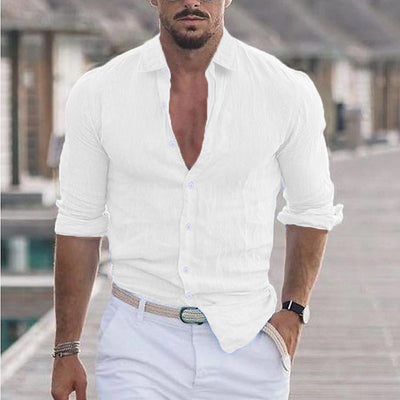 Finn | Chemise en lin pour homme à col rabattu