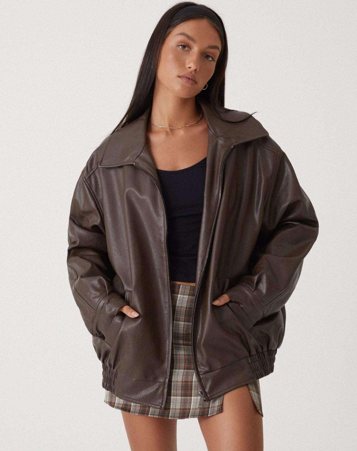 Veste en cuir surdimensionnée et élégante - Confortable et tendance pour tous les jours