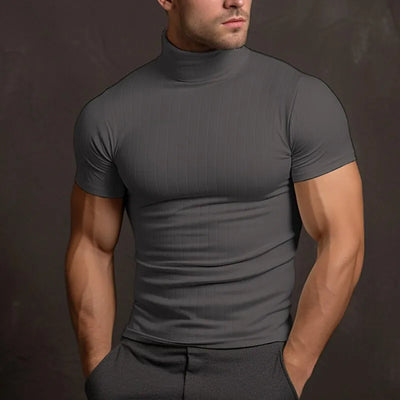 Alejandro - Camiseta lisa de cuello alto para hombre