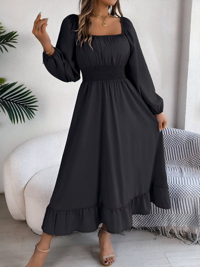 Vestido de dama de honor con volantes y cintura alta para mujer | Perfecto para primavera/verano