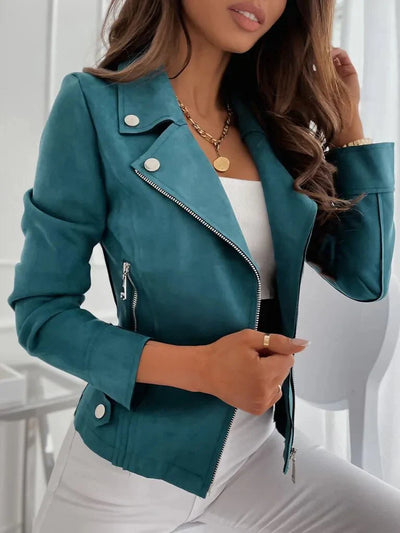 Chaqueta de cuero de terciopelo ajustada para mujer Yvonne